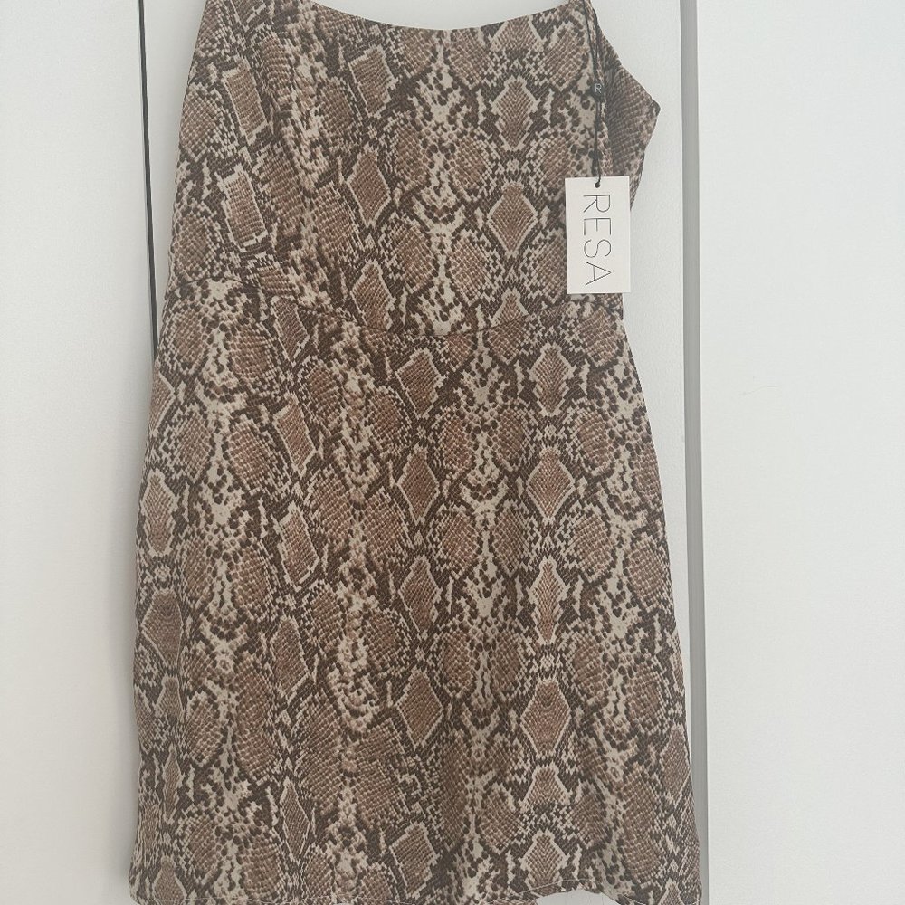 RESA SILK MINI DRESS - SNAKESKIN (BRAND NEW, NEVER WORN WITH TAGS) SIZE SMALL